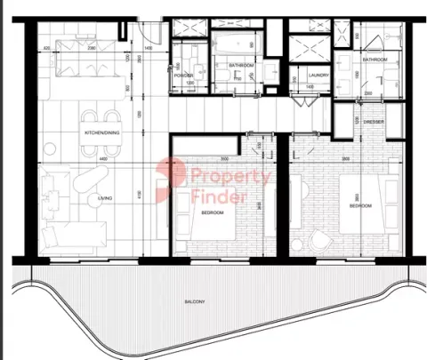 Floor plan, 2 Beds, 0 sq ft
