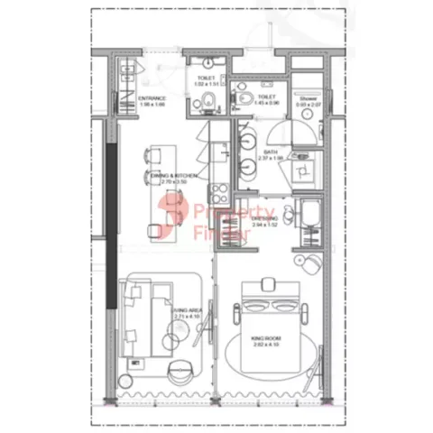 Floor plan, 1 Bed, 642 sq ft