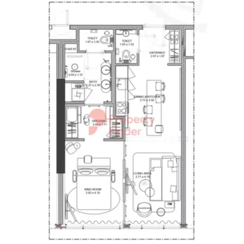 Floor plan, 1 Bed, 654 sq ft