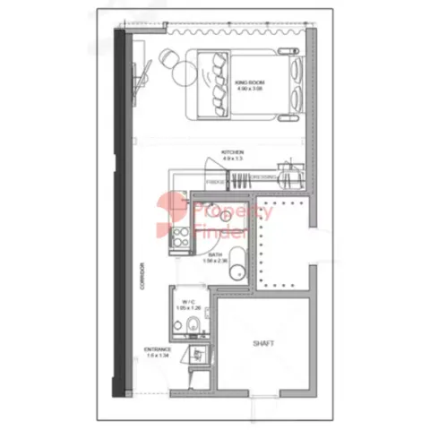 Floor plan, Studio, 491 sq ft
