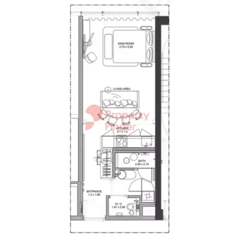 Floor plan, Studio, 473 sq ft