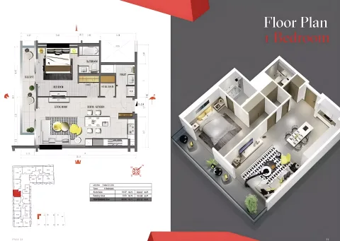 Floor plan, 1 Bed, 831 sq ft
