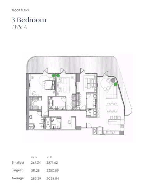 Floor plan, 3 Beds, 2,877 sq ft