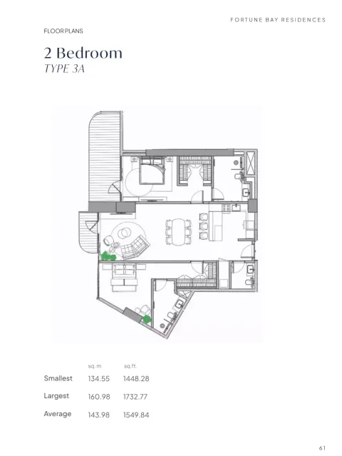 Floor plan, 2 Beds, 1,448 sq ft