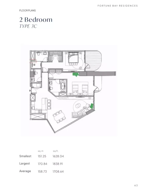Floor plan, 2 Beds, 1,628 sq ft
