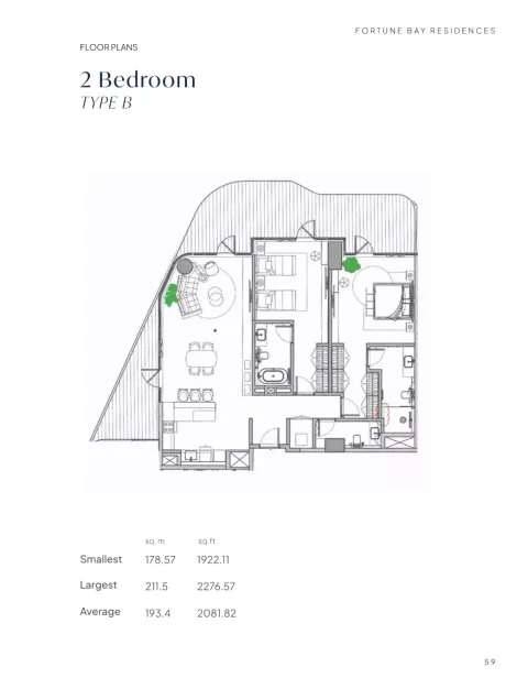 Floor plan, 2 Beds, 1,922 sq ft