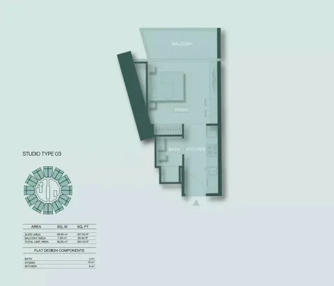 Floor plan, Studio, 393 sq ft