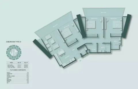 Floor plan, 3 Beds, 1,552 sq ft