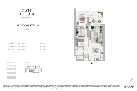 Floor plan, 1 Bed, 981 sq ft