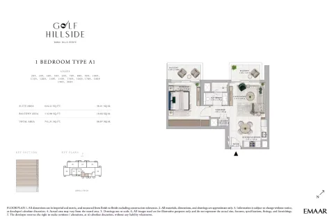 Floor plan, 1 Bed, 741 sq ft
