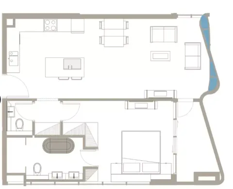 Floor plan, 1 Bed, 804 sq ft