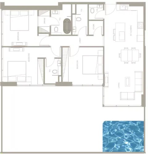 Floor plan, 3 Beds, 1,627 sq ft