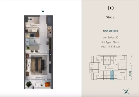Floor plan, Studio, 408 sq ft