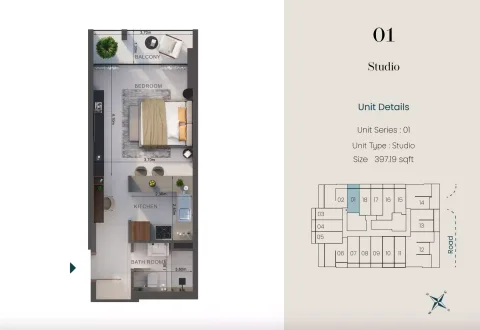 Floor plan, Studio, 397 sq ft