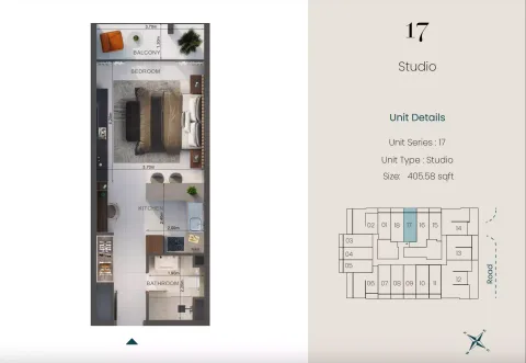Floor plan, Studio, 405 sq ft