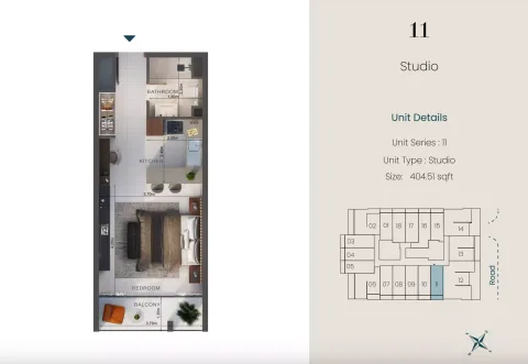 Floor plan, Studio, 404 sq ft