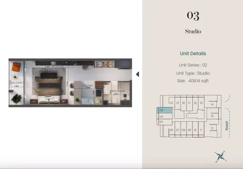 Floor plan, Studio, 409 sq ft