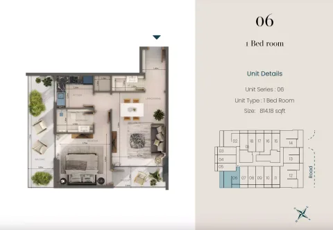Floor plan, Studio, 814 sq ft