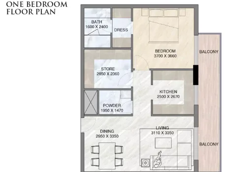 Floor plan, 1 Bed, 0 sq ft