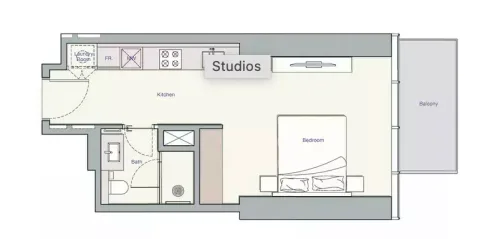 Floor plan, Studio, 402 sq ft