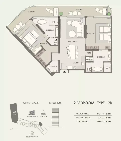 Floor plan, 2 Beds, 1,779 sq ft