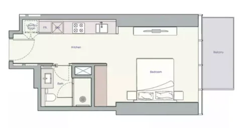 Floor plan, Studio, 401 sq ft