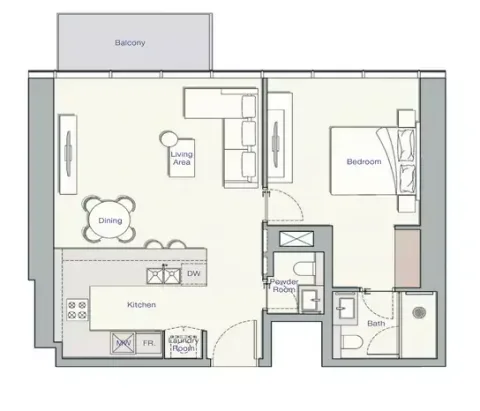Floor plan, 1 Bed, 819 sq ft