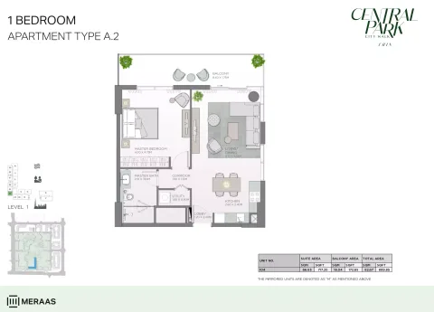 Floor plan, 1 Bed, 889 sq ft