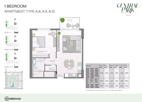 Floor plan, 1 Bed, 779 sq ft