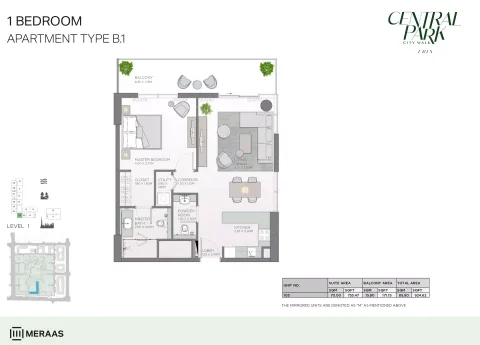 Floor plan, 1 Bed, 924 sq ft