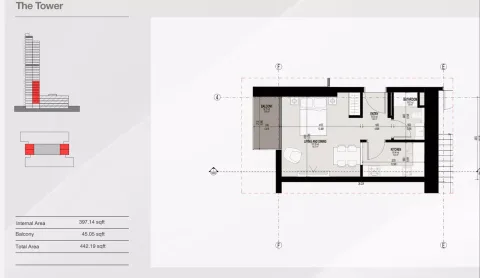 Floor plan, Studio, 442 sq ft