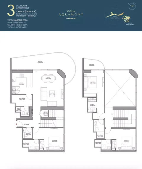 Floor plan, 3 Beds, 2,167 sq ft