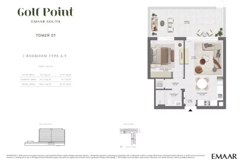 Floor plan, 1 Bed, 900 sq ft