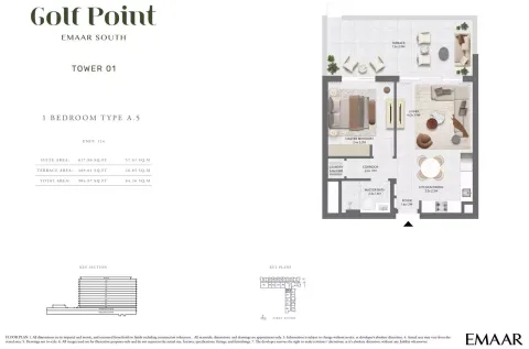 Floor plan, 1 Bed, 906 sq ft