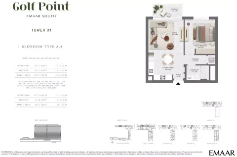 Floor plan, 1 Bed, 679 sq ft