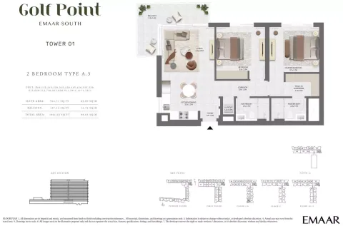 Floor plan, 2 Beds, 1,061 sq ft