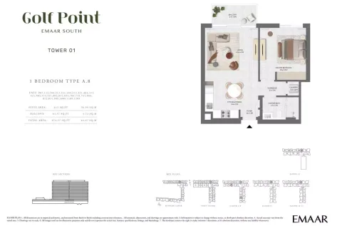 Floor plan, 1 Bed, 674 sq ft