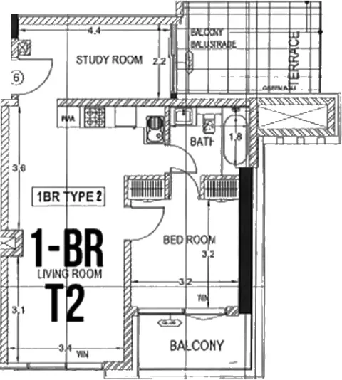 Floor plan, 1 Bed, 793 sq ft