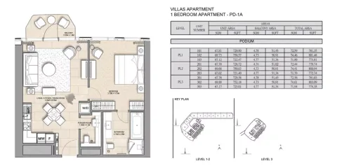 Floor plan, 1 Bed, 803 sq ft