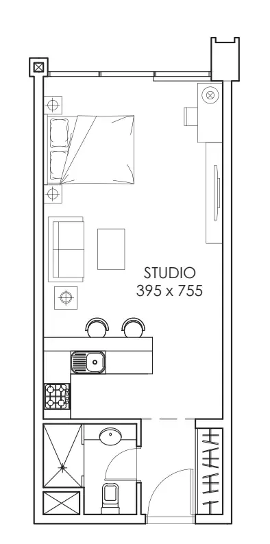 Floor plan, Studio, 435 sq ft