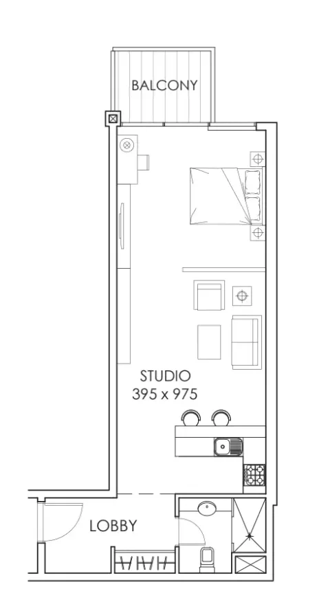 Floor plan, Studio, 639 sq ft