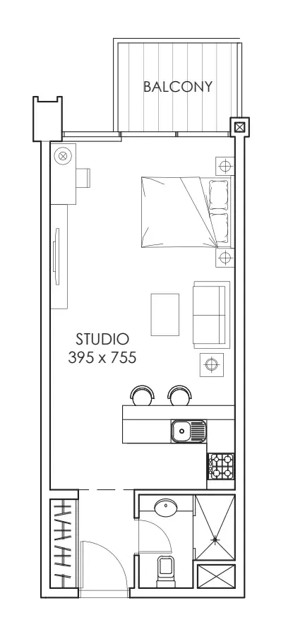 Floor plan, Studio, 494 sq ft