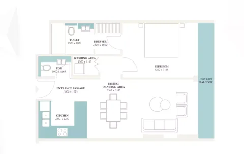 Floor plan, 1 Bed, 0 sq ft