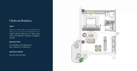 Floor plan, 1 Bed, 802 sq ft
