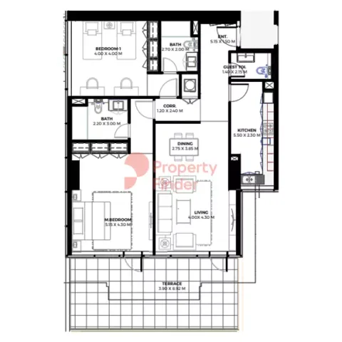 Floor plan, 2 Beds, 1,655 sq ft