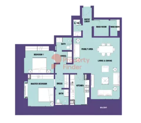 Floor plan, 2 Beds, 1,545 sq ft