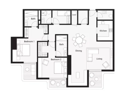 Floor plan, 2 Beds, 1,713 sq ft