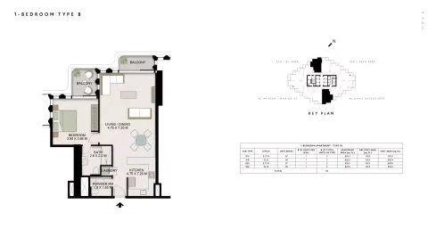 Floor plan, 1 Bed, 933 sq ft