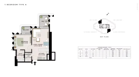 Floor plan, 1 Bed, 688 sq ft