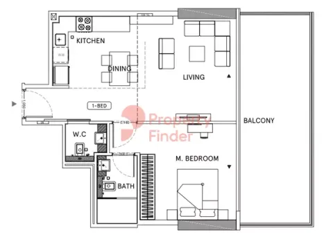 Floor plan, 1 Bed, 0 sq ft